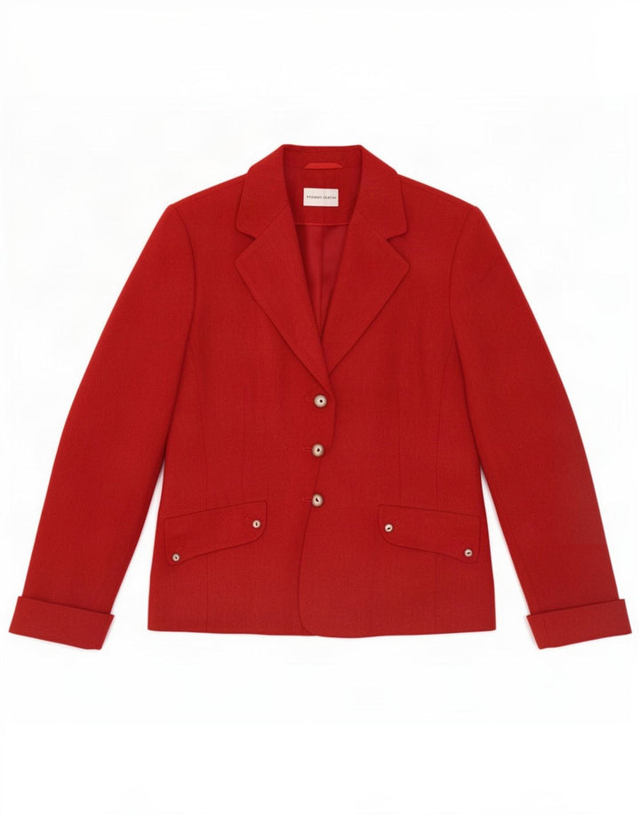 Frank Eden Veste blazer à 3 boutons pour femme UK 14 Large Rouge Polyester