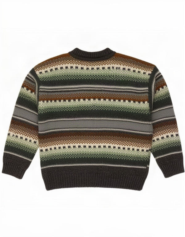 Sonneti Pull col rond pour homme en acrylique Fair Isle Vert Large