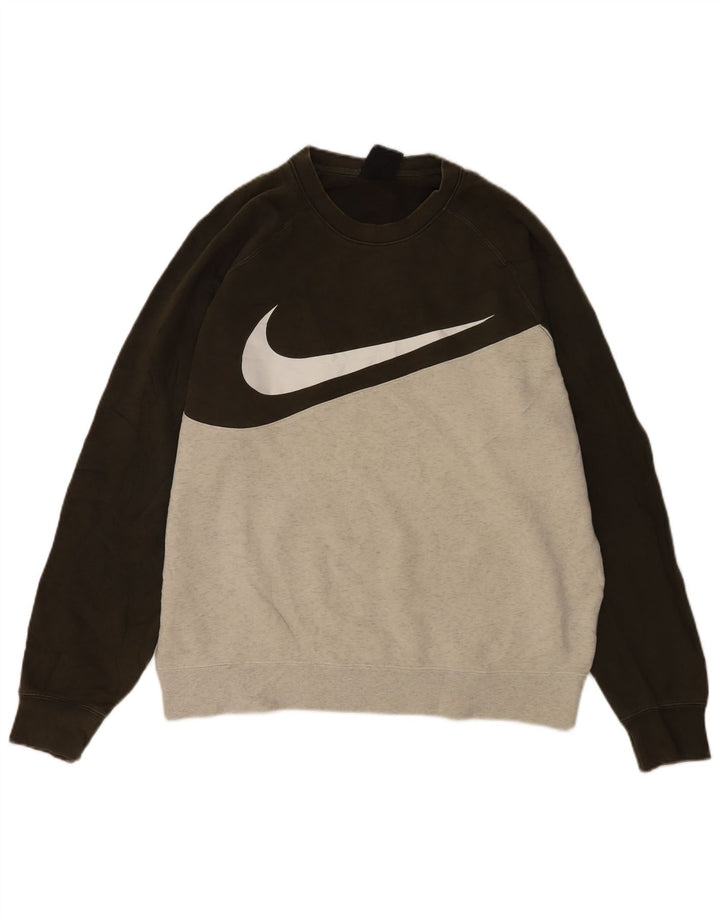 Nike Sweat-shirt graphique pour homme, grand, kaki, color block