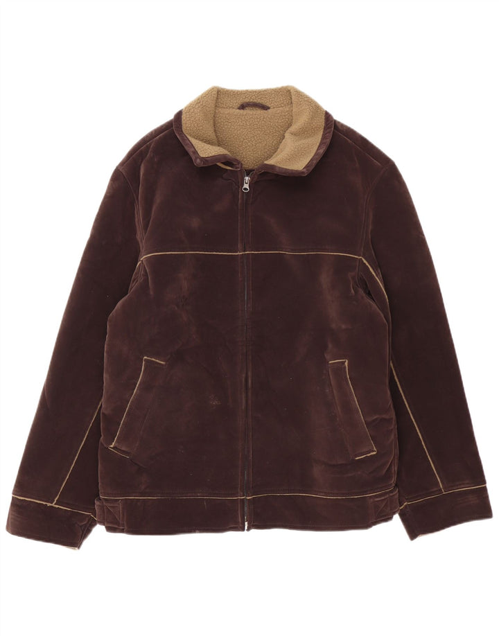 Veste Sherpa Homme Vintage UK 40 Grand Polyester Marron
