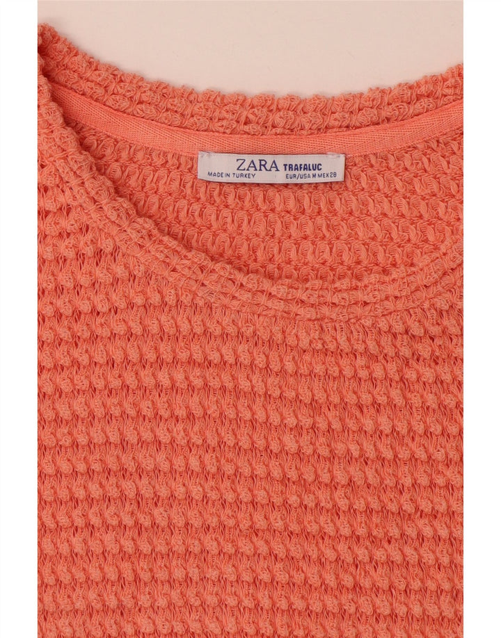 ZARA Femme Trafaluc Chemisier En Maille Oversize UK 14 Orange Moyen