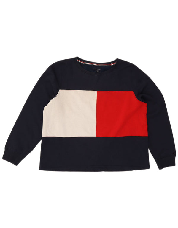 Tommy Hilfiger Sweat-shirt pour femme UK 18 XL Bleu marine Colourblock