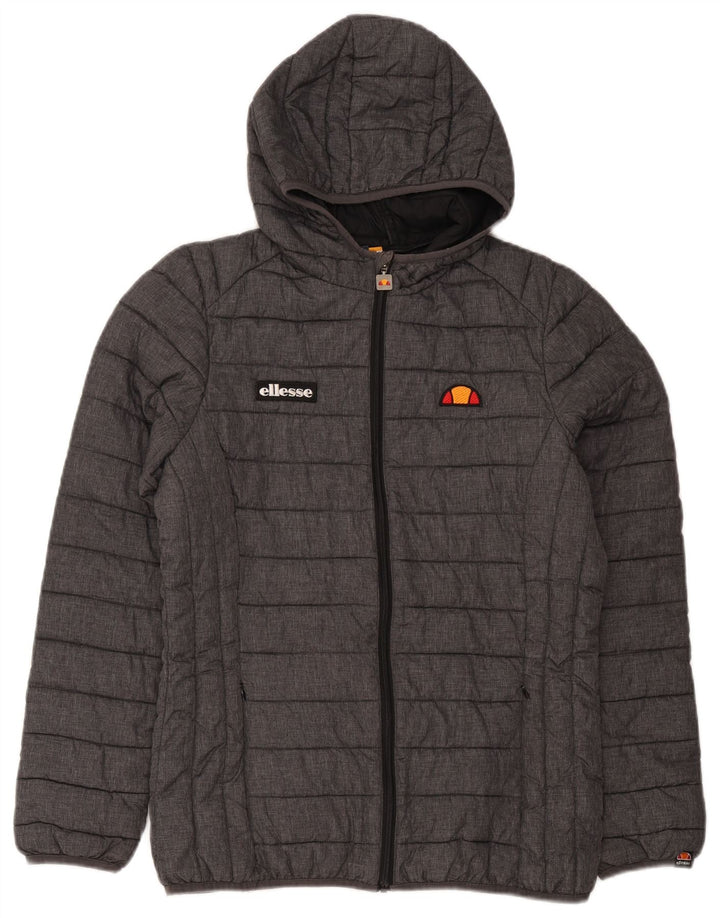 Ellesse Veste rembourrée à capuche pour femme UK 44 Gris moyen Polyamide Sports