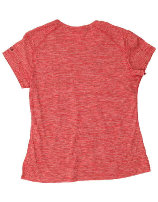 Columbia T-Shirt Femme Top UK 44 Large Rouge Moucheté Polyester
