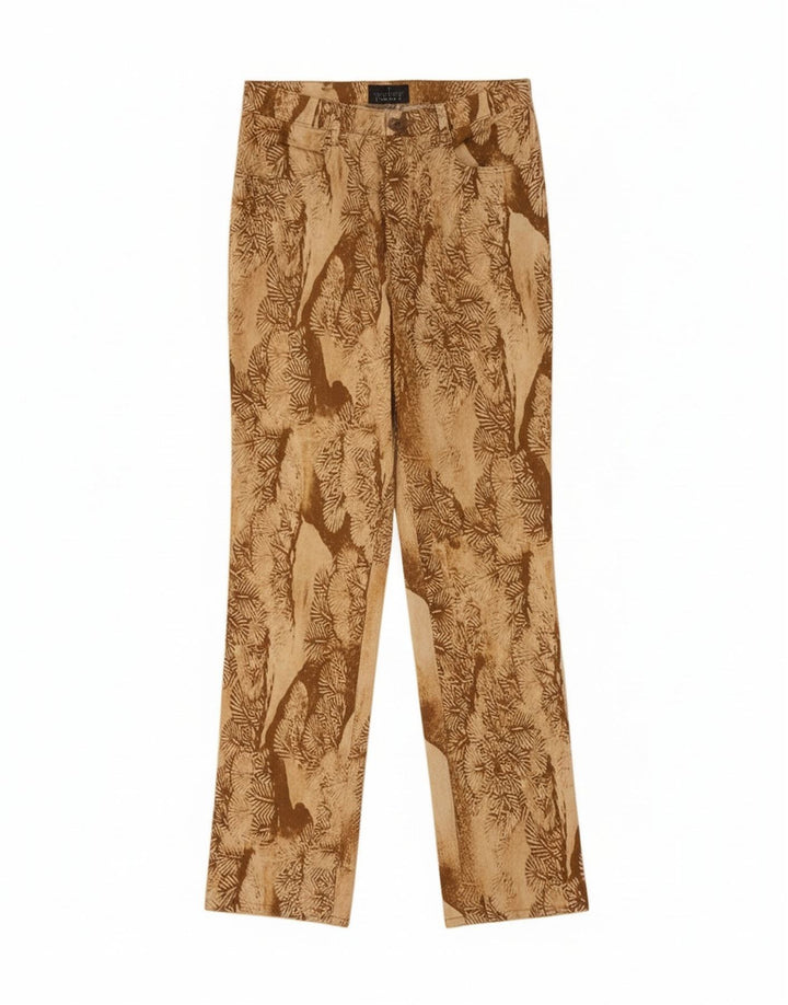 Trussardi Femme Pantalon Droit Décontracté À Motif Abstrait W32 L33 Beige