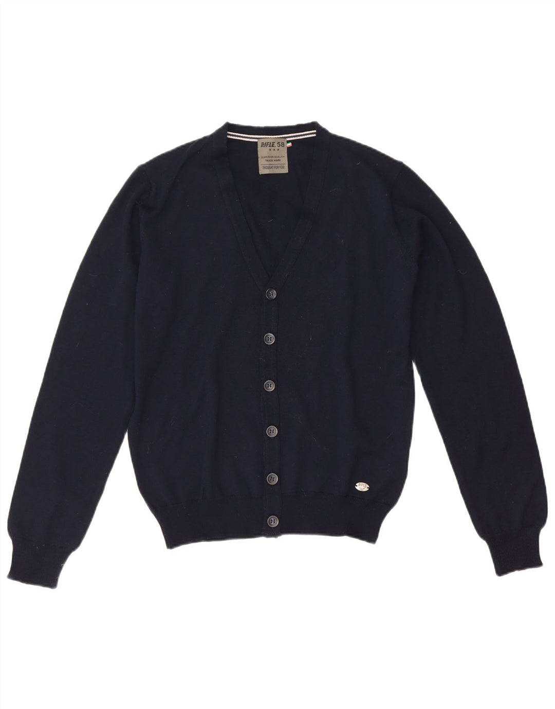 Rifle Mens Cardigan Pull Petit Bleu Marine Acrylique