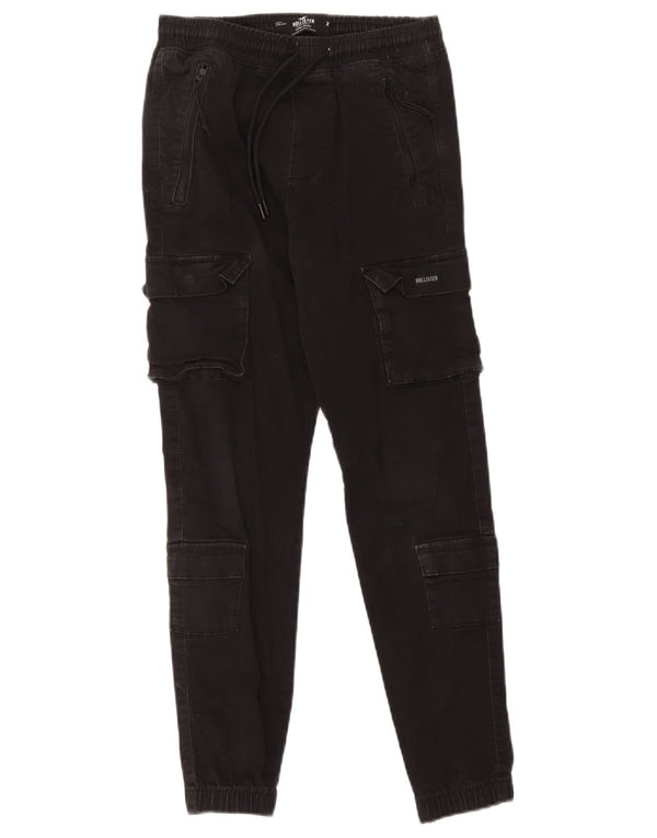 Hollister Pantalon Cargo Crop Joggers Homme XS W30 L26 Coton Noir