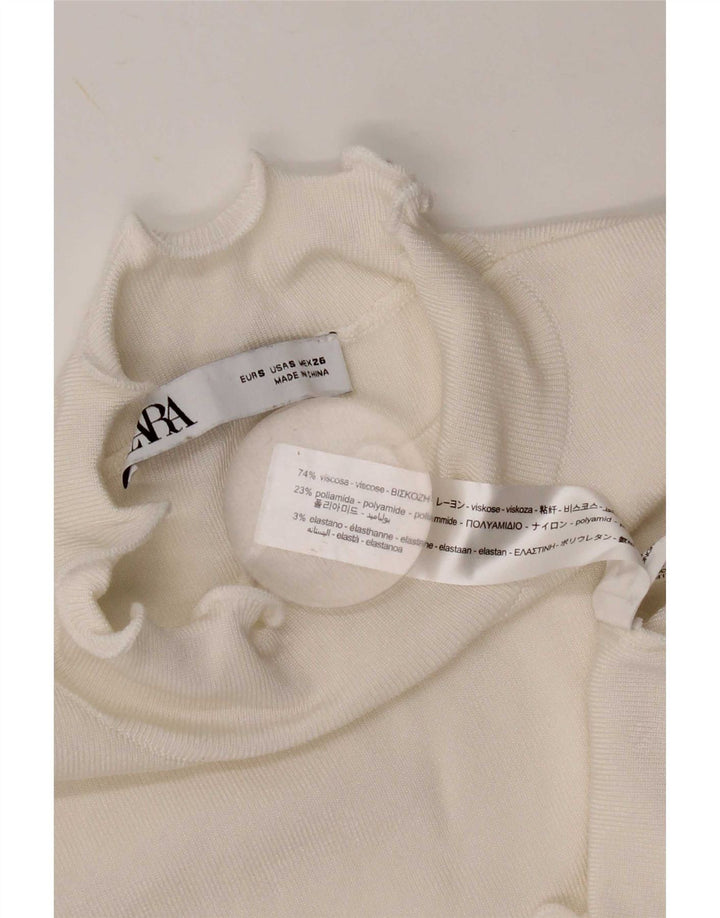Zara Womens Crop Vest Top UK 10 Petit Viscose Blanche