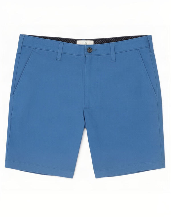 Marks & Spencer Short Chino Homme W32 Bleu Moyen Coton