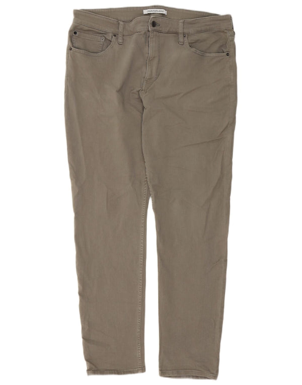 Calvin Klein Pantalon décontracté slim pour homme W38 L32 Kaki