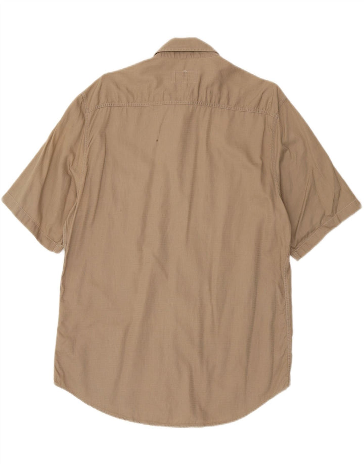 Armani Jeans Chemise à Manches Courtes Homme Coton Beige Moyen