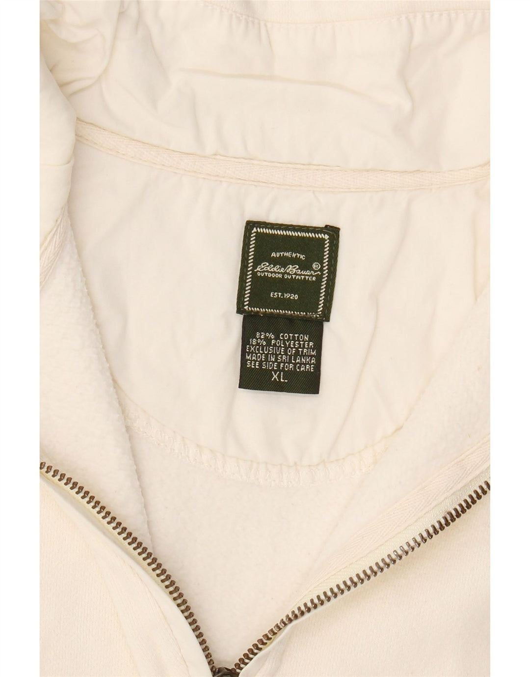 EDDIE BAUER Womens Oversized Zip Neck Sweatshirt Jumper UK 18 XL White Vintage Eddie Bauer and Second-Hand Eddie Bauer from Messina Hembry 