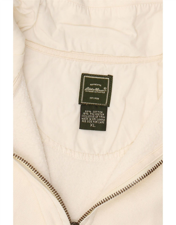 EDDIE BAUER Womens Oversized Zip Neck Sweatshirt Jumper UK 18 XL White Vintage Eddie Bauer and Second-Hand Eddie Bauer from Messina Hembry 