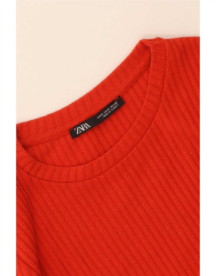 Zara Femme Top Manches Longues UK 8 Small Rouge