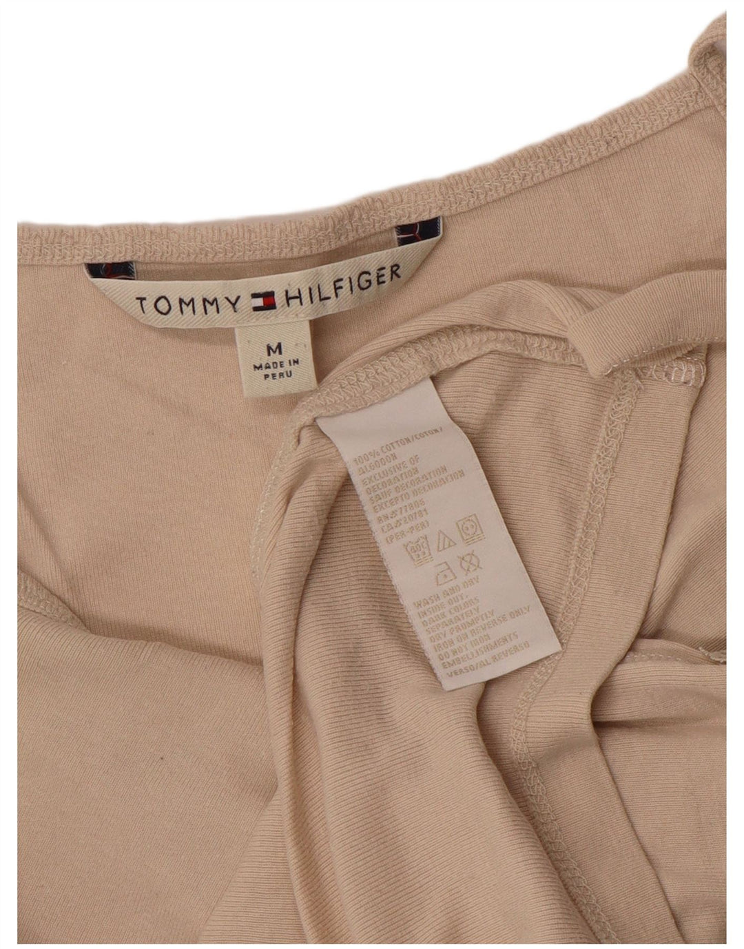 Tommy Hilfiger Cami Top Femme UK 12 Coton Beige Moyen