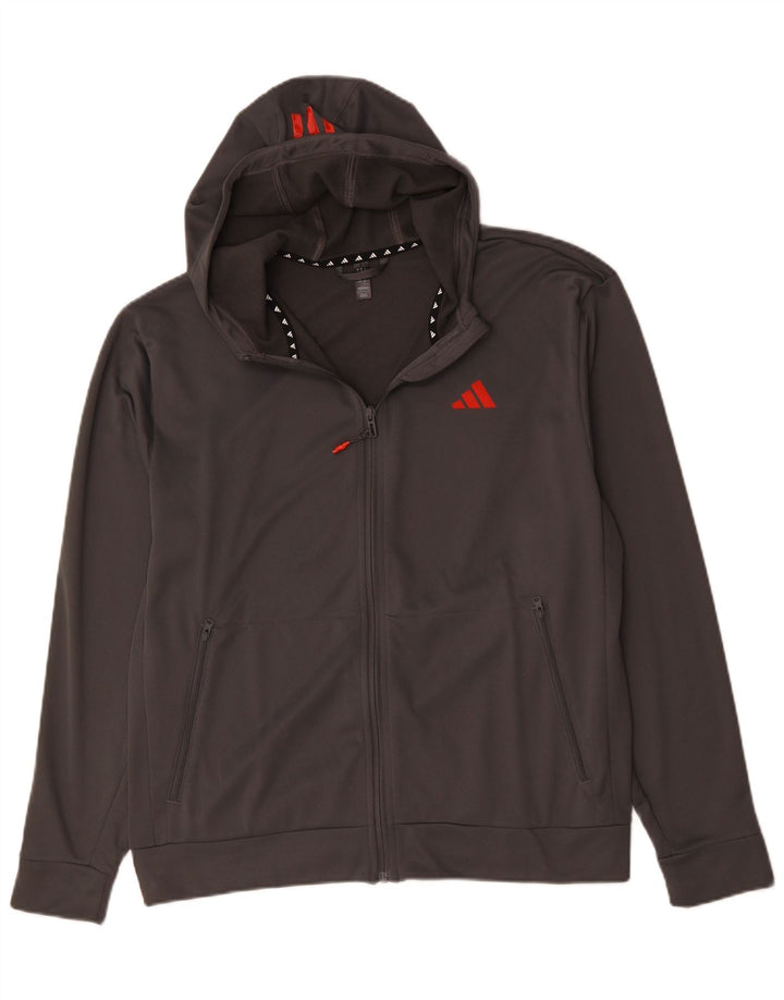 Adidas Pull à capuche zippé Aeroready Homme Gris Moyen Polyester