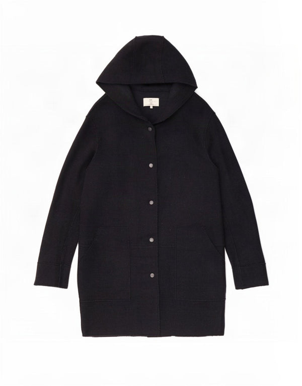 Zara Womens Hooded Overcoat UK 12 Medium Navy Blue