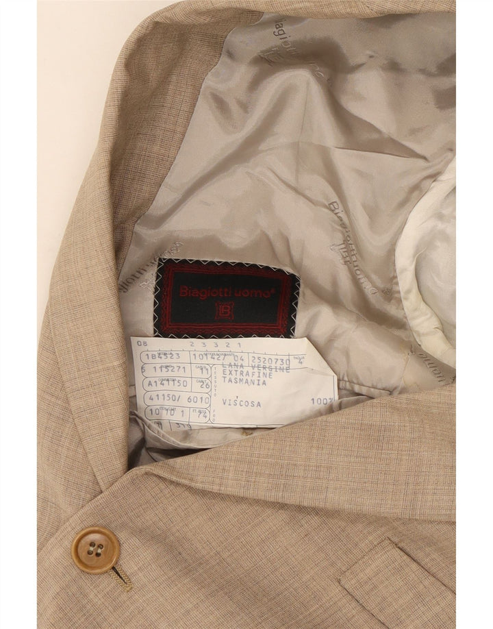 Biagiotti Veste Blazer 3 Boutons Homme IT 48 Laine Vierge Beige Moyen