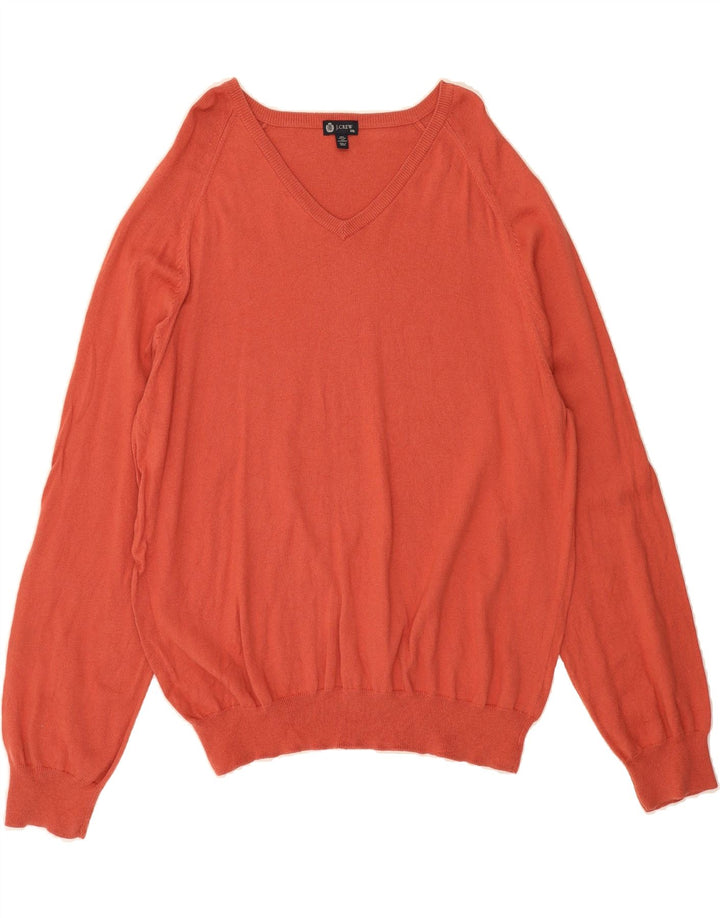 J. CREW Womens V-Neck Jumper Sweater 2XL Orange Cotton Vintage J. Crew and Second-Hand J. Crew from Messina Hembry 