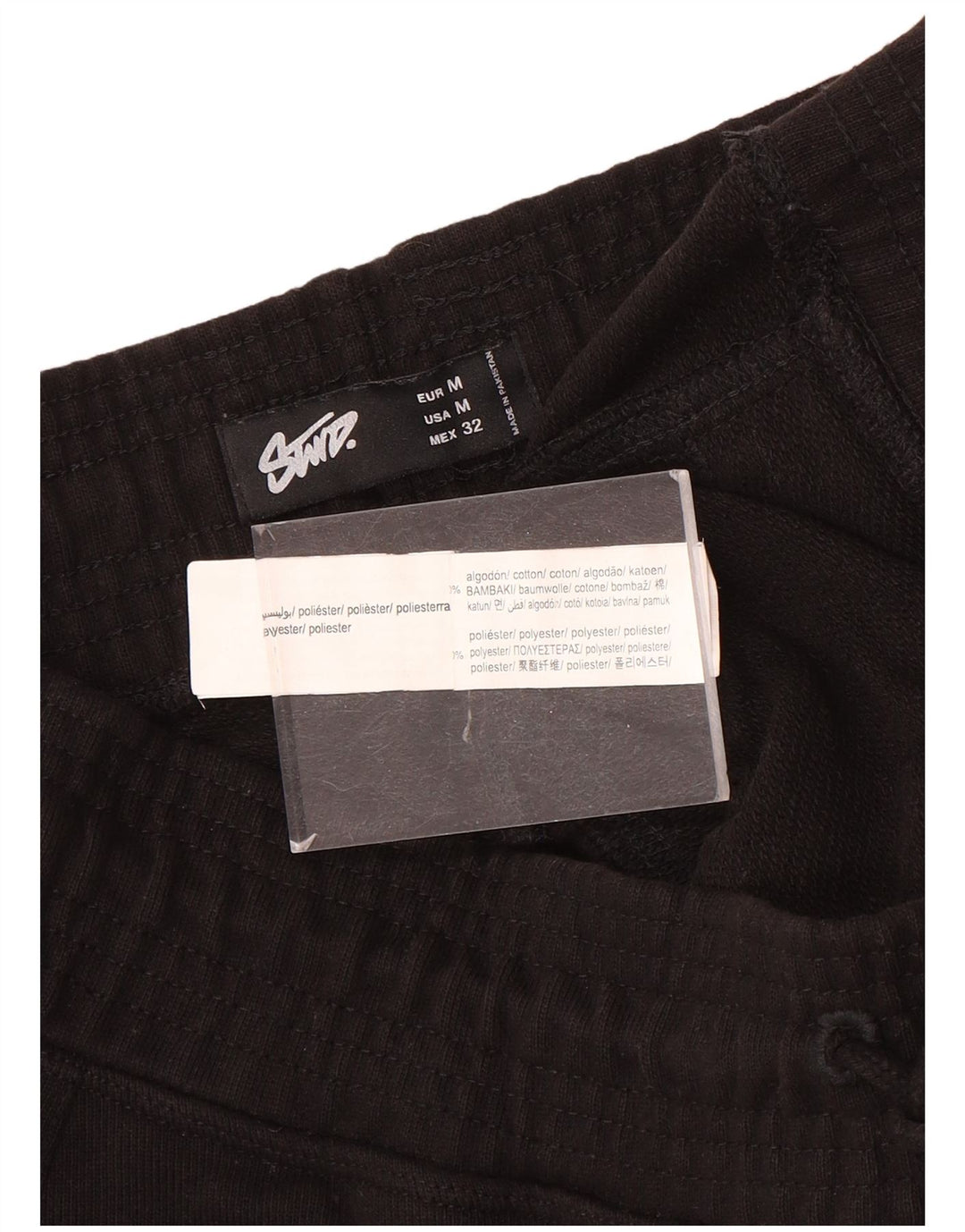 Pull & Bear Short de Sport Homme Noir Moyen Coton