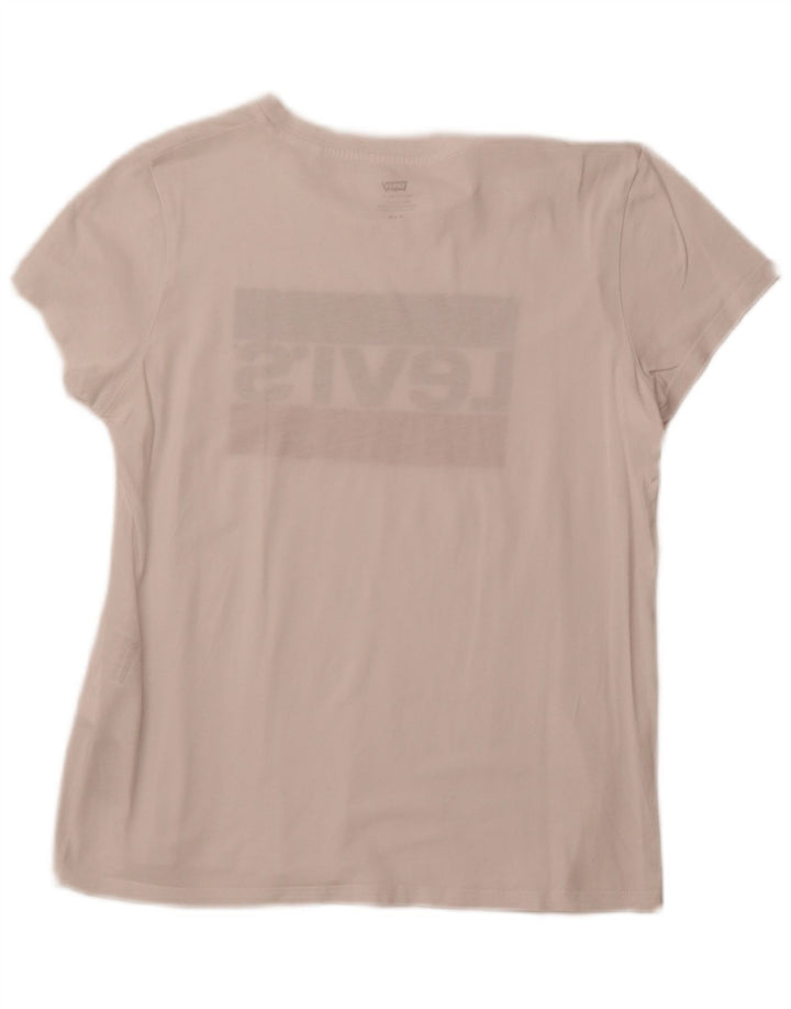 LEVI'S T-Shirt Graphique Femme UK 12 Coton Blanc Moyen