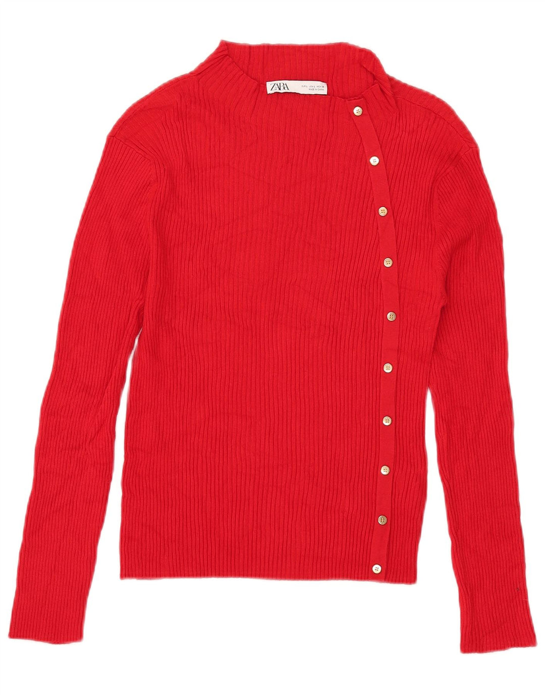 Zara Pull col roulé pour femme UK 14 Large Rouge Viscose
