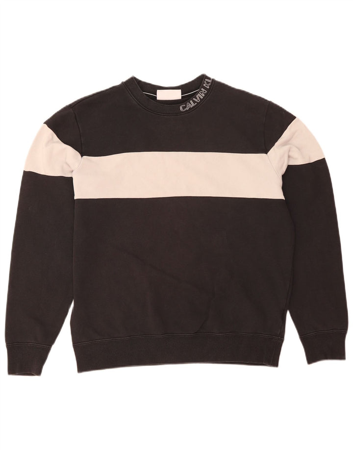 Calvin Klein Jeans Sweat-Shirt Graphique Homme Noir Moyen Colourblock