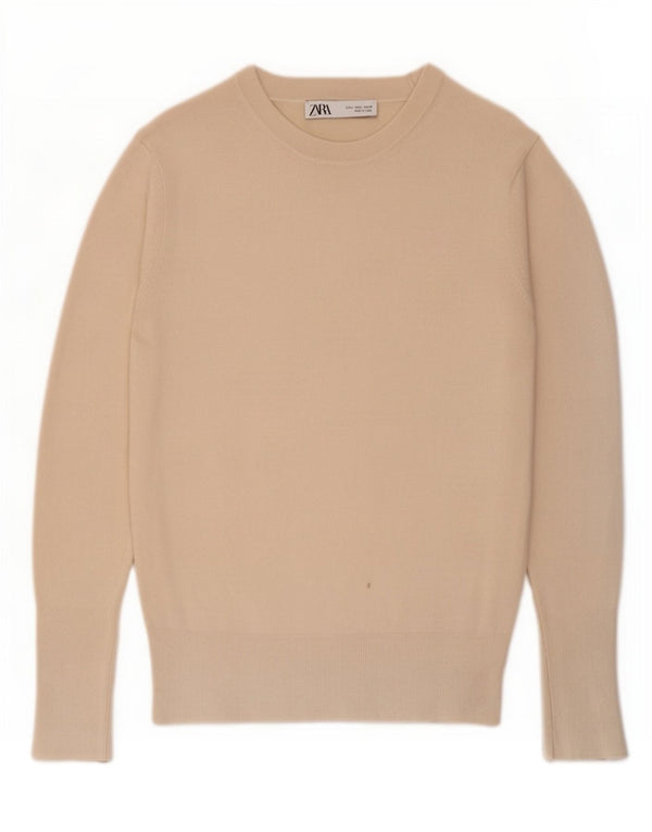 Zara Womens Boat Neck Jumper Sweater UK 14 Large Off White