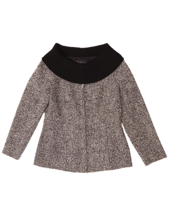 Luisa Spagnoli Veste Blazer Femme IT 46 Large Laine Mouchetée Grise