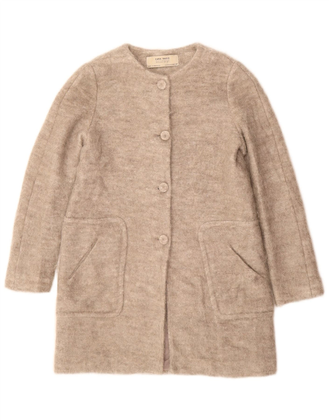 Zara Femme Pardessus UK 10 Small Gris Viscose