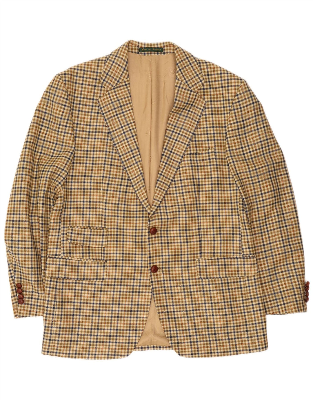 Magee Veste blazer à 2 boutons pour homme EU 54 Grand beige à carreaux en laine vierge