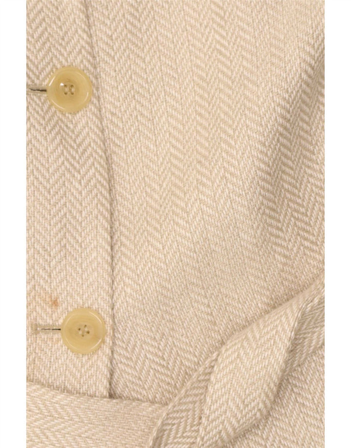 Elegance Manteau Femme UK 12 Lin Beige à Chevrons Moyen