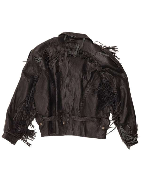 veste motard en cuir homme vintage UK 40 Grand Noir