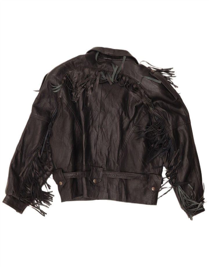 veste motard en cuir homme vintage UK 40 Grand Noir