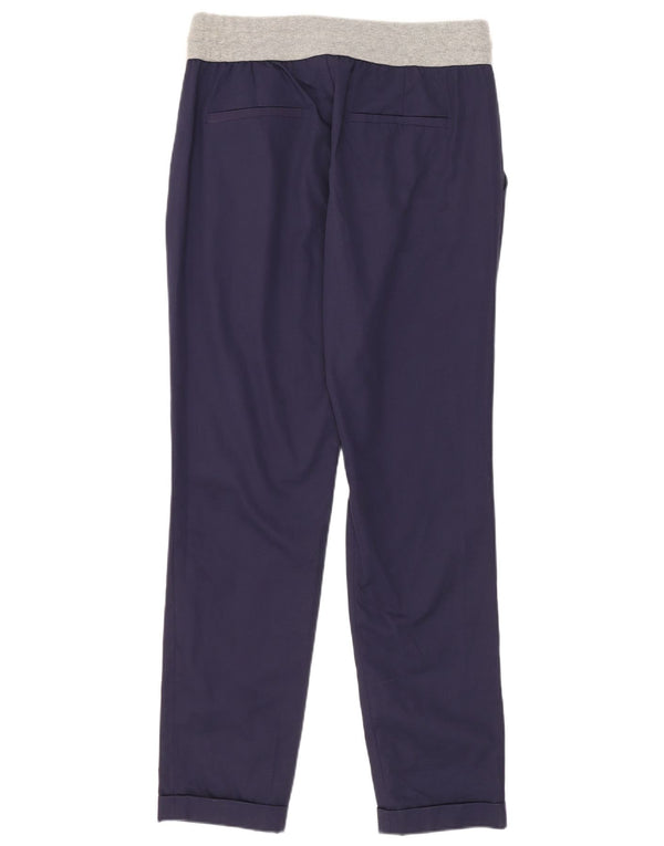 Zara Pantalon de survêtement pour femme UK 12 Medium Navy Blue Colourblock Cotton