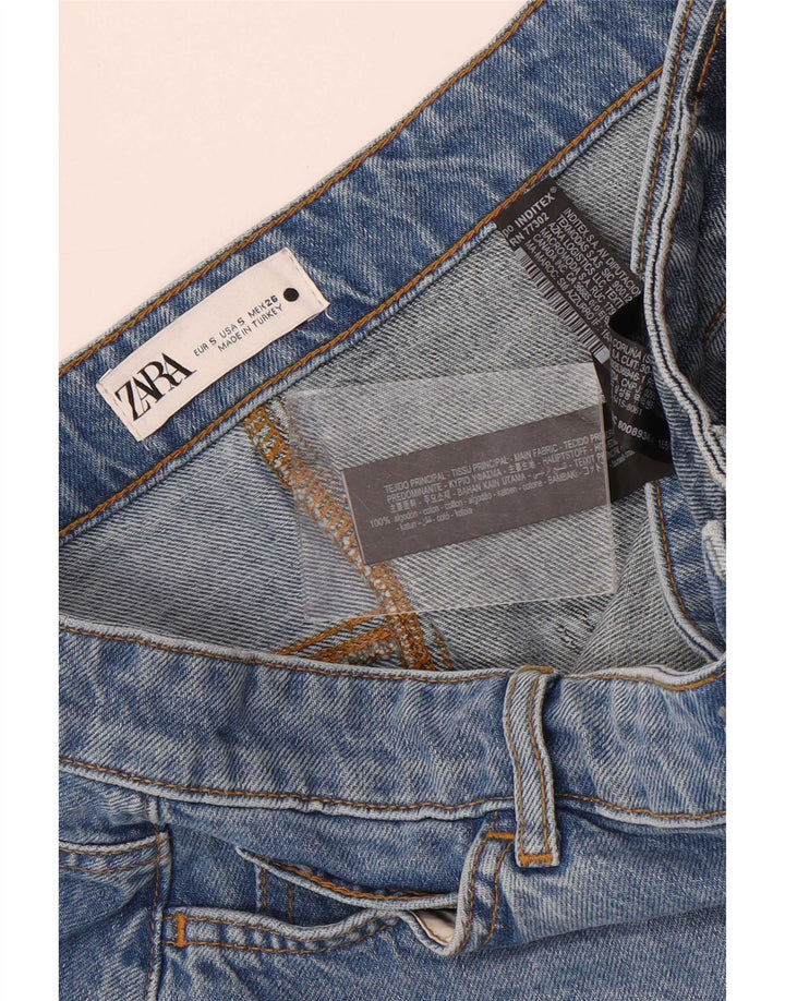 Zara Femme Jupe En Jean Asymétrique Petite W26 Bleu Patchwork Coton