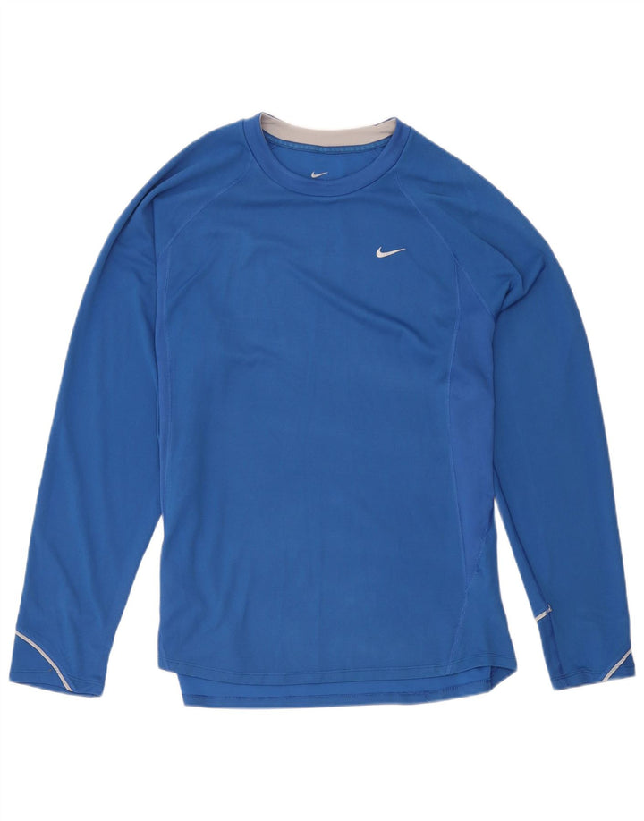 Nike Femme Dri Fit Haut Manches Longues UK 20/22 XL Bleu Polyester