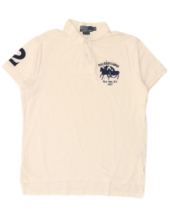 POLO RALPH LAUREN Polo de rugby coupe personnalisée pour homme Grand coton blanc