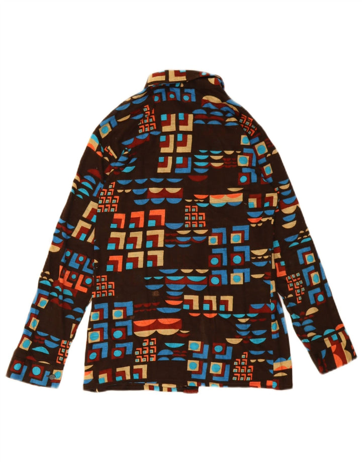 Chemise Garçon Vintage 11-12 ans Marron Géométrique Polyacrylique