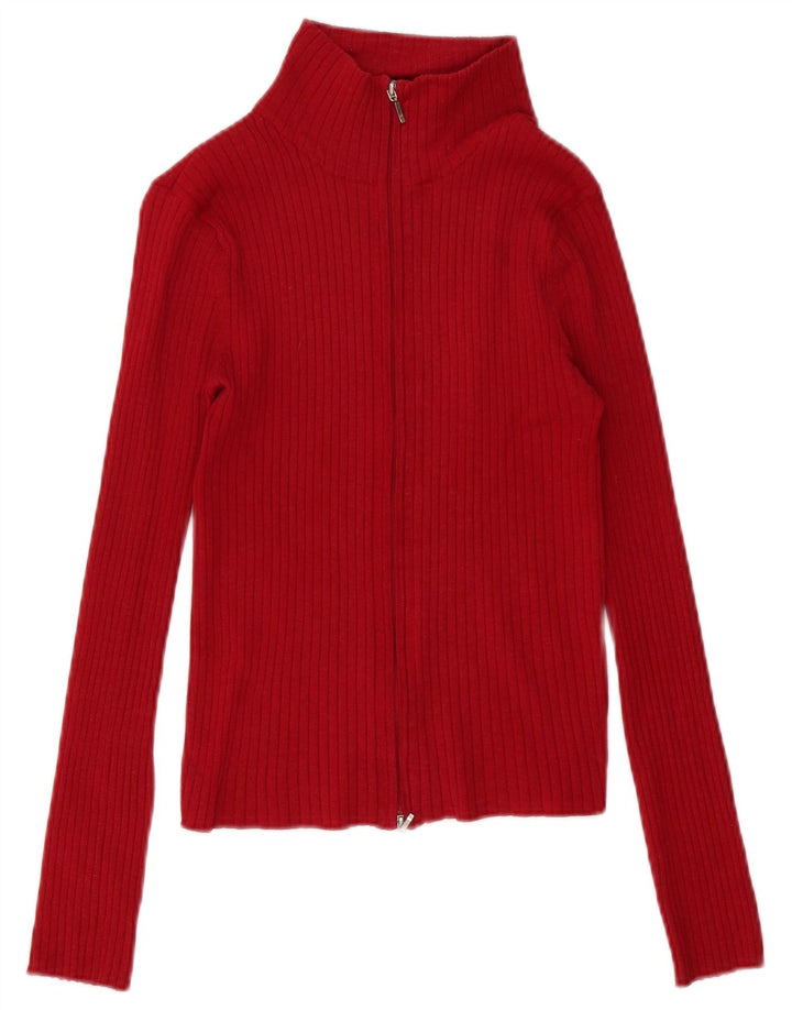 Zara Cardigan Femme Pull UK 12 Ramie Rouge Moyen