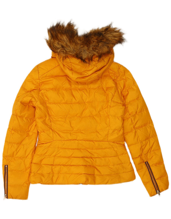 Zara Veste matelassée à capuche pour femme UK 10 Small Jaune Polyester