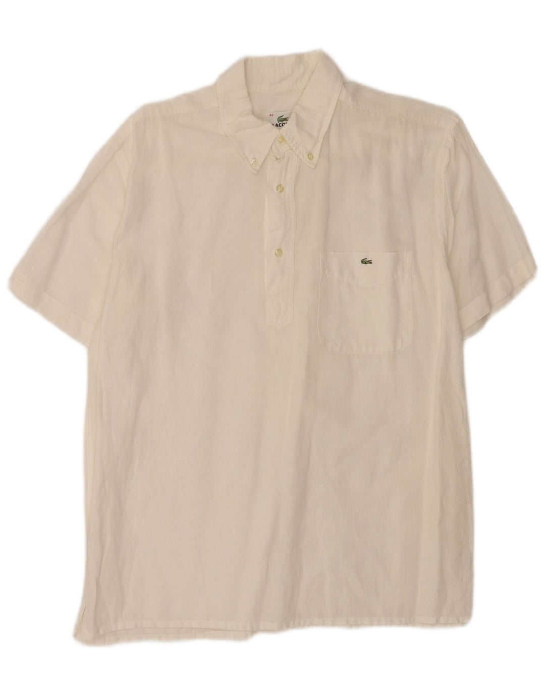 Lacoste Chemise pull à manches courtes pour homme Taille 42 Grand lin blanc