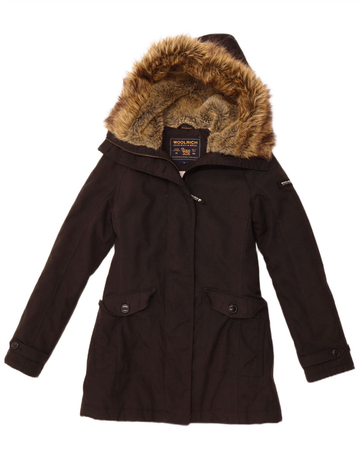 WOOLRICH Parka à capuche pour femme UK 12 Medium Noir