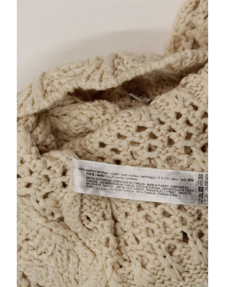 Zara Femme Knit See Through Top UK 8 Small Beige Acrylique