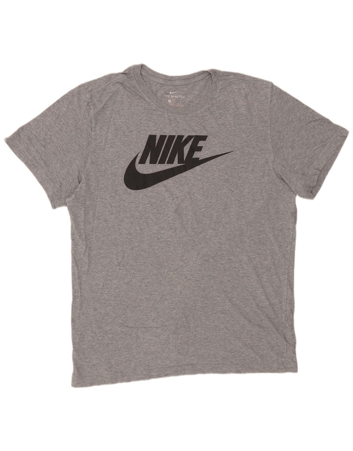 NIKE T-shirt graphique pour hommes, grand, gris, coton