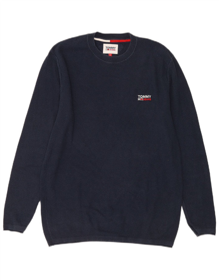 Tommy Hilfiger Pull à col rond pour homme en coton bleu marine moyen