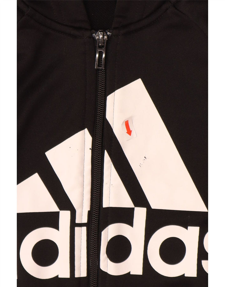 ADIDAS Pull à capuche zippé graphique pour filles 11-12 ans Noir Polyester