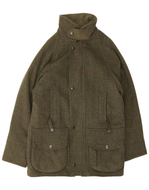 Barbour Veste utilitaire pour hommes UK 38 Laine à carreaux kaki moyen