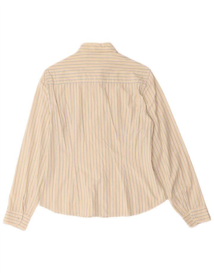 Massimo Dutti Chemise Femme UK 14 Soie Rayée Beige Moyen