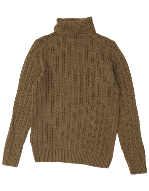 vintage Mens Roll Neck Jumper Pull Moyen Vert Coton